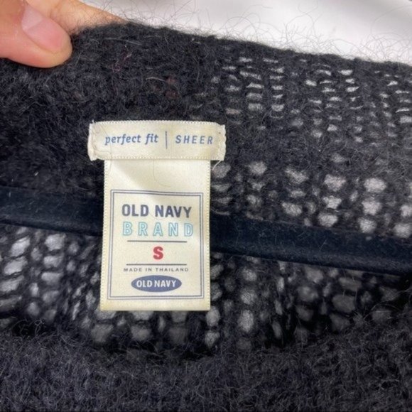 Old Navy Black Long Sleeve Mohair Knit Sheer Sweater Size Small - Picture 4 of 8